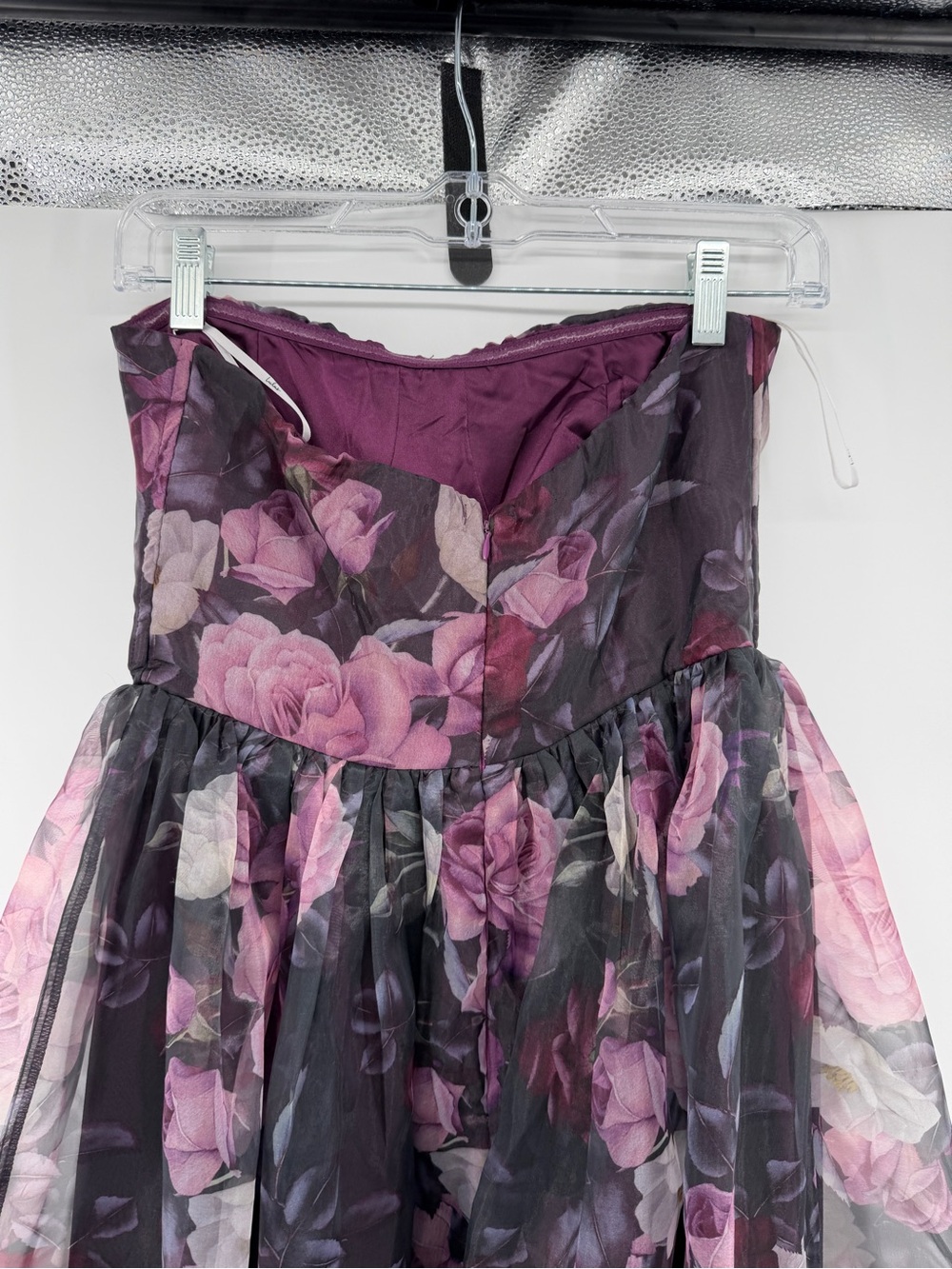 Lulu's Romantic Whimsigoth FairycoreBlack Strapless Floral MaxiDress w/Roses SzM - Picture 5 of 11